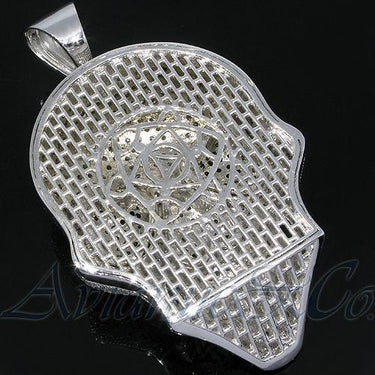 14K White Solid Gold Mens Diamond Skull Pendant with Black Diamonds 18.00 Ctw
